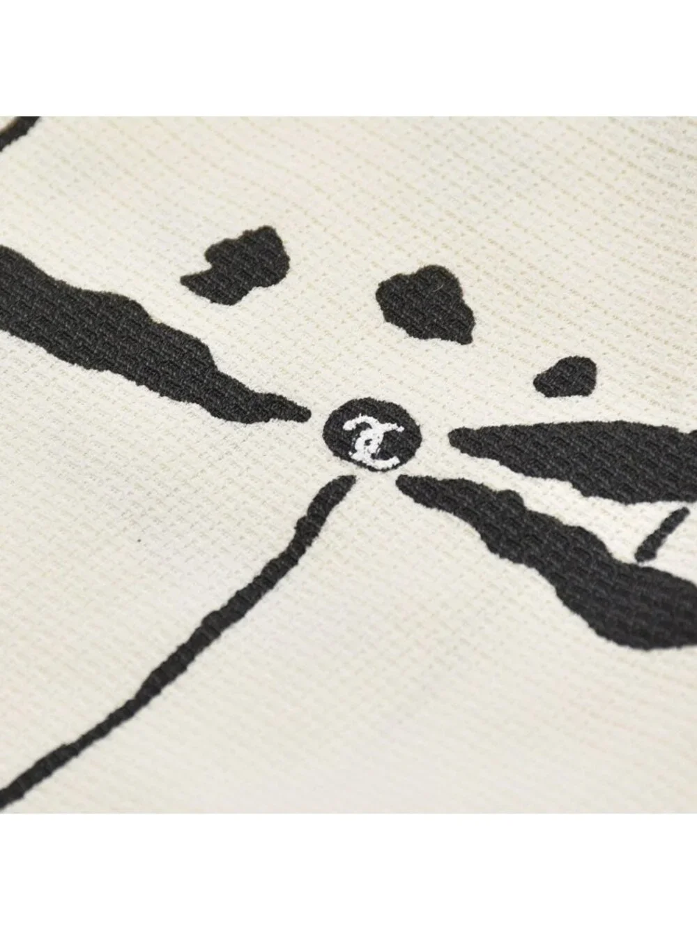 Chanel Mini Dress CC Logo Dragonfly Motif White Black Vintage 4 40